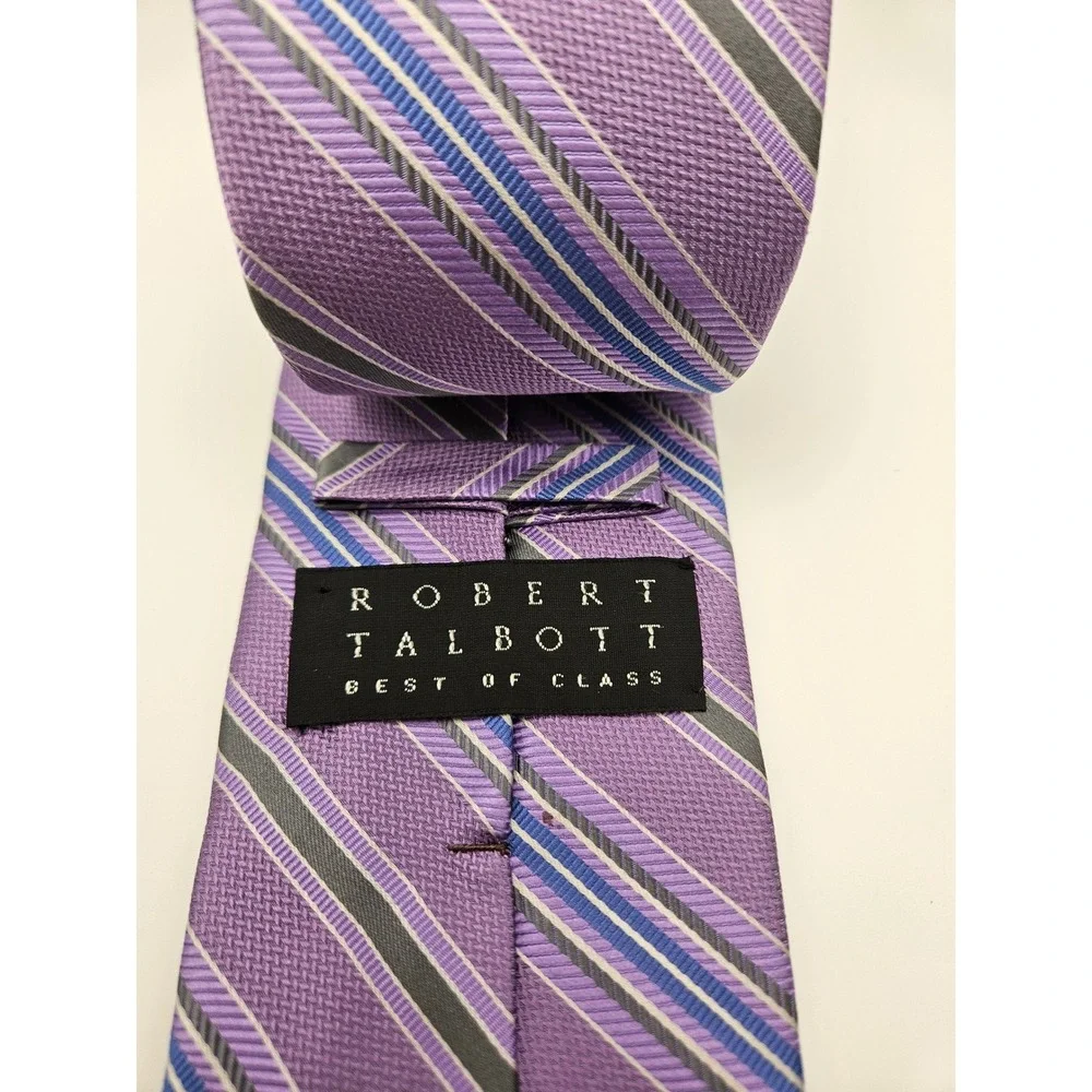 Robert Talbott Best of Class Purple Striped Silk Tie Hand Sewn USA Mens Business